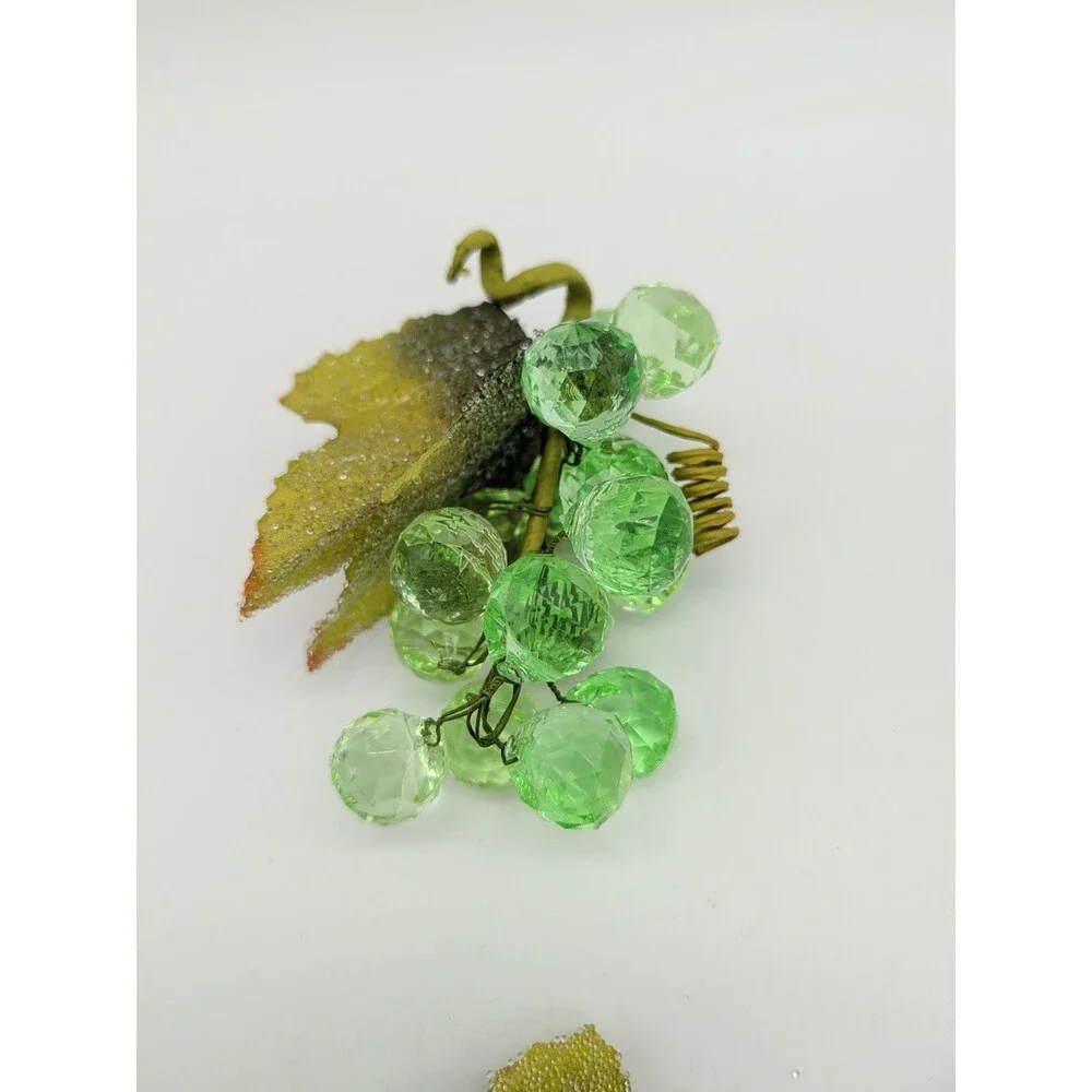 Vintage Style Lime Green Faceted Acrylic Grape Clusters Set of 4 MCM Kitsch